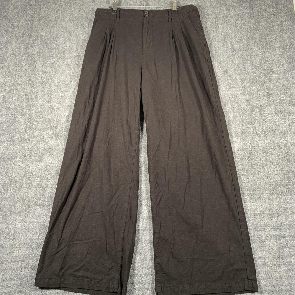 American Eagle Outfitters Pants Womens 8 Black Linen Blend Wide Leg Trouser